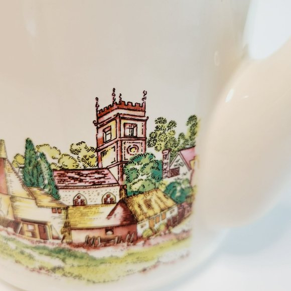 Vintage Wade Teapot Brown English Countryside Village Church Scene, England Made - Picture 5 of 14